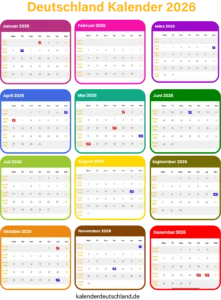 deutschland kalender 2026 mit feiertage